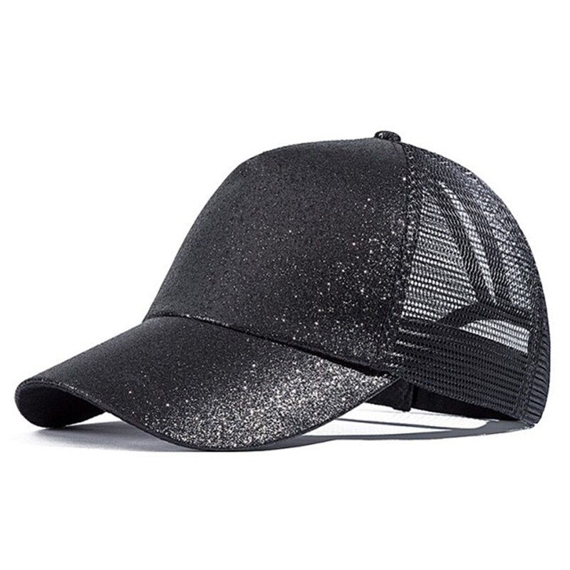 Glitter Paardenstaart Vrouwen Baseball Cap Vrouwen Mesh Trucker Caps Vrouwelijke Zomer Bone Zwart Verstelbare Hiphop Hoeden/Cap: 2