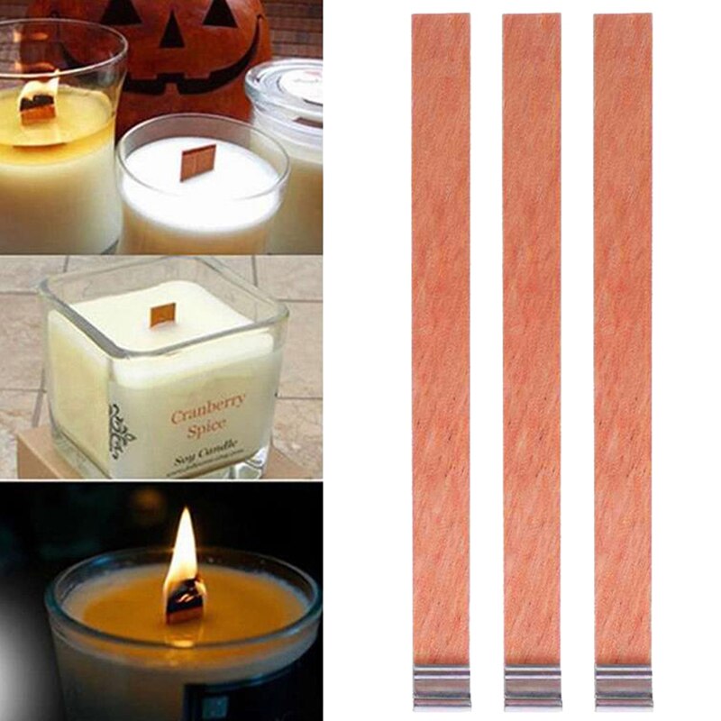 Wooden Candles Wick With Sustainer Tab Candle Wick Core For DIY Candle Making Supply Soy Parffin Wax 20Pcs 12.5mm 75mm 130mm