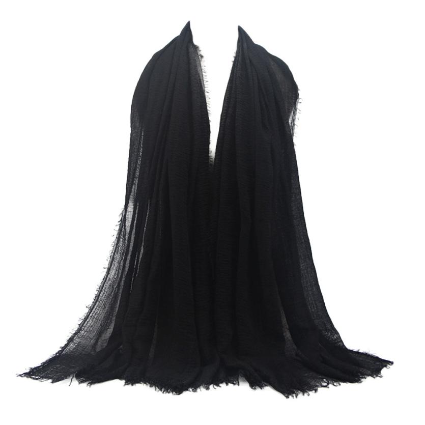 Premium Viscose Maxi Crinkle Cloud Hijab Scarf Shawl Soft Islam Muslim Women Lady Sales #J05: Black