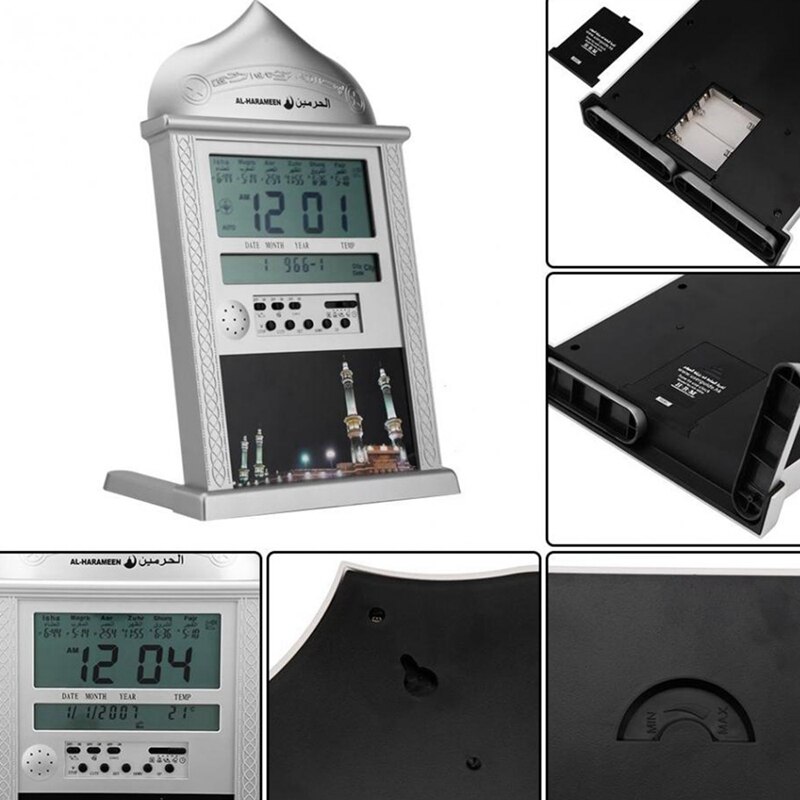 1 Pcs Muslim Praying Islamic Azan Table Clock Azan Alarm Clocks with Pen 1500 Cities Athan Adhan Salah Prayer Clock