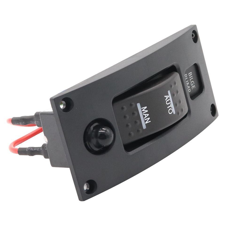 12-24V Bilge Pump Switch Alarm Waterproof Ship Deck Cleaning Control Panel for Boat Bilge Pumps on/off/on Switch Panel