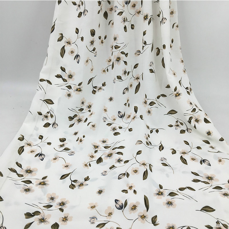 Blanco suave Floral tela raso estampado vestido camisas negro rojo rosa amarillo verde y azul oscuro por el metro 150cm de ancho