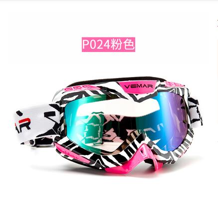 VEMAR Goggles Motorcycle Protective Gears Flexible Cross Helmet Face Mask Motocross Goggles Dirt Bike UTV Eyewear Gear Glasses: P024-Pink