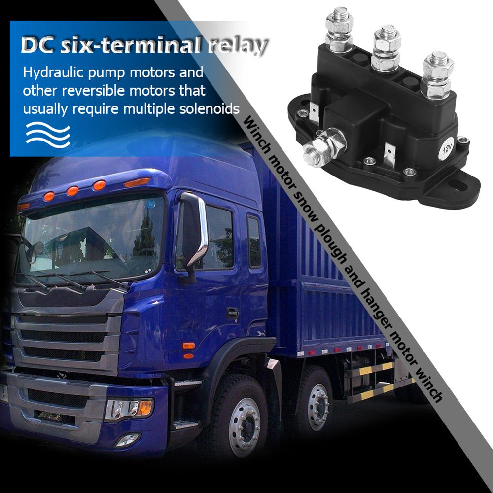 Threaded Studs 6 Terminals 12V Reversing Polarity Contactor Relay Winch Motor Reversing Solenoid Switch Car Styling