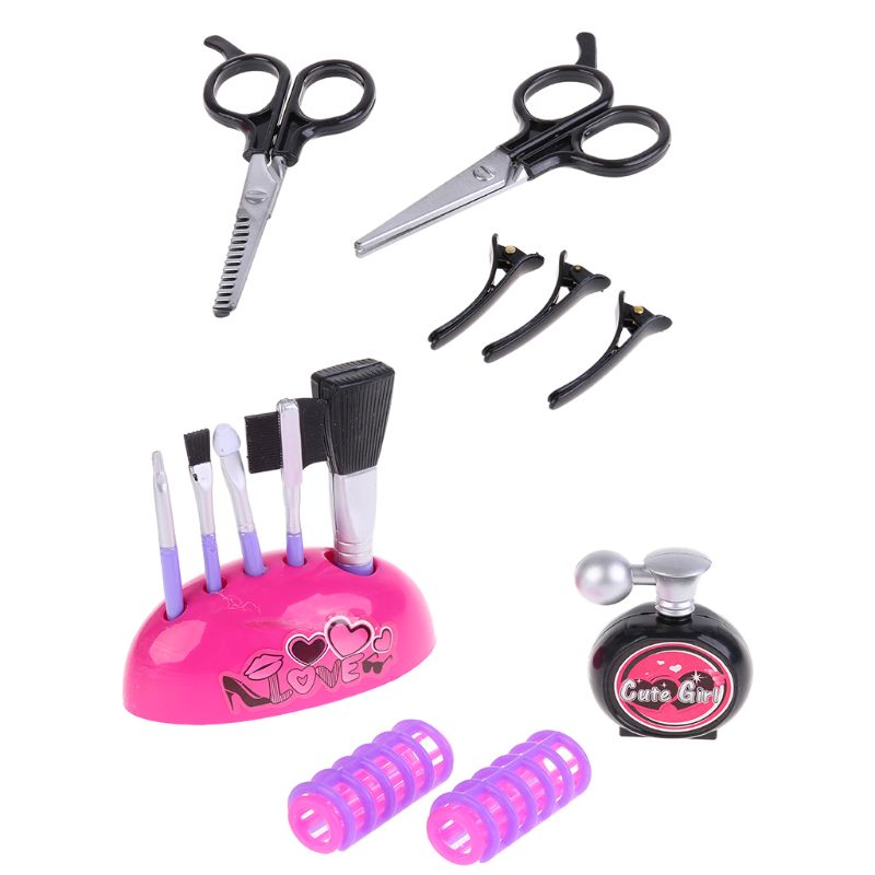 Kids Hair Salon Kit Girl Pretend Play Hairdressing Simulation Toy for Toddler