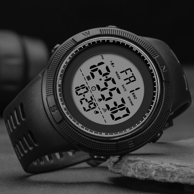 SANDA Digital Reloj de deporte de los hombres Relojes LED electrónicos hombre reloj de pulsera para hombres reloj resistente al agua al aire libre horas: 2003 black white