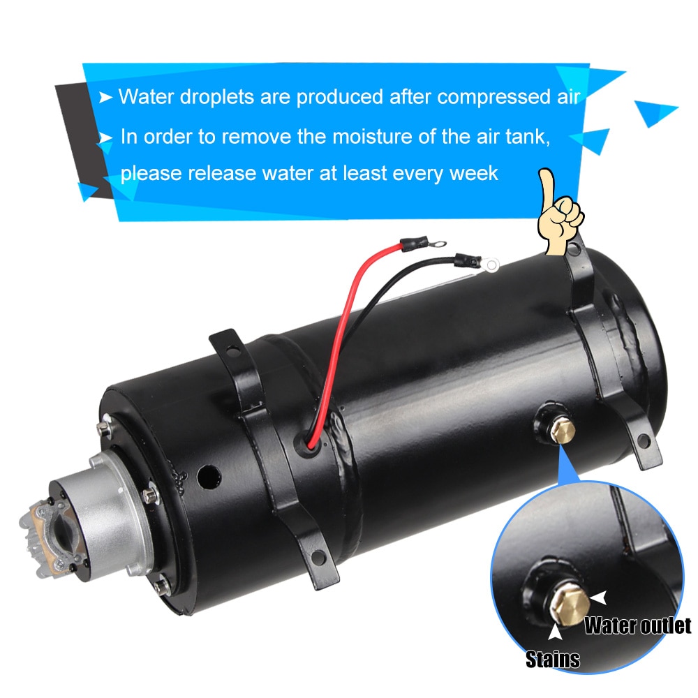 12v Air Compressor with 3 Liter Tank Inflator Pump for Air Horn Train Truck Car RV Pickup 125 PSI OT200