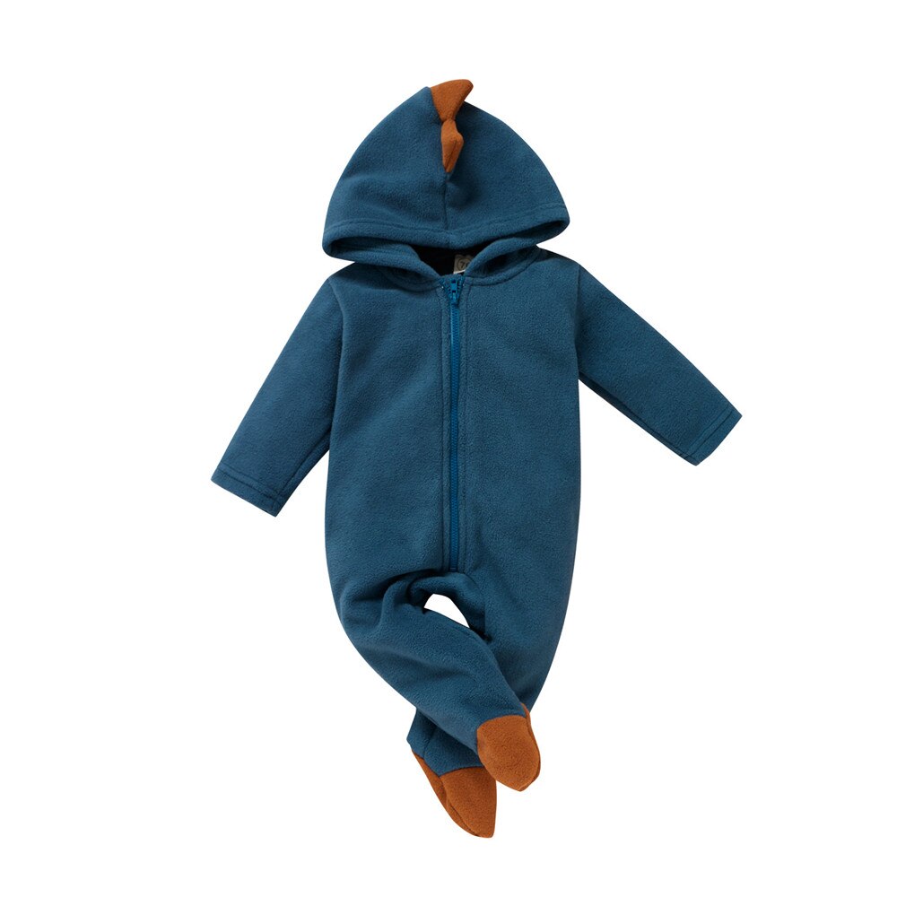 Prowow 2 Kleur Baby Dieren Shark Kleding Herfst Winter Baby Jongens Footies Rompertjes Effen Pasgeboren Jumpsuit Voor Kinderen Jongens Kleding: Blue / 0-3M