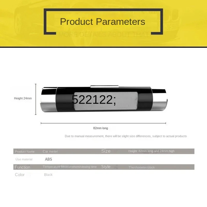 Auto luchtuitlaatthermometer Elektronische klok Tijd Led digitale displaythermometer met achterkant Lichtgevende autobenodigdheden Klok voor auto