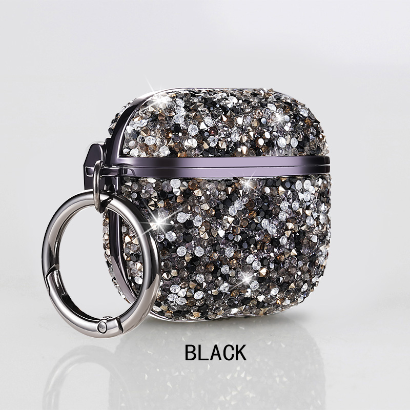 Funda para auriculares con purpurina de diamante de Color para Apple Airpods Pro 4 3 2 1 Bling Sparke funda para auriculares con llavero