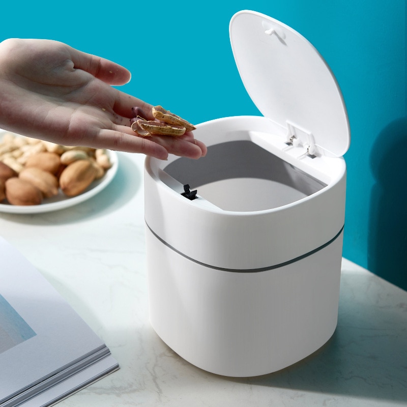 Nordic Desktop Trash Can Mini Small Waste Bin Plastic Home Office Table Trash Bin Dustbin Basket Household Sundries Barrel Box