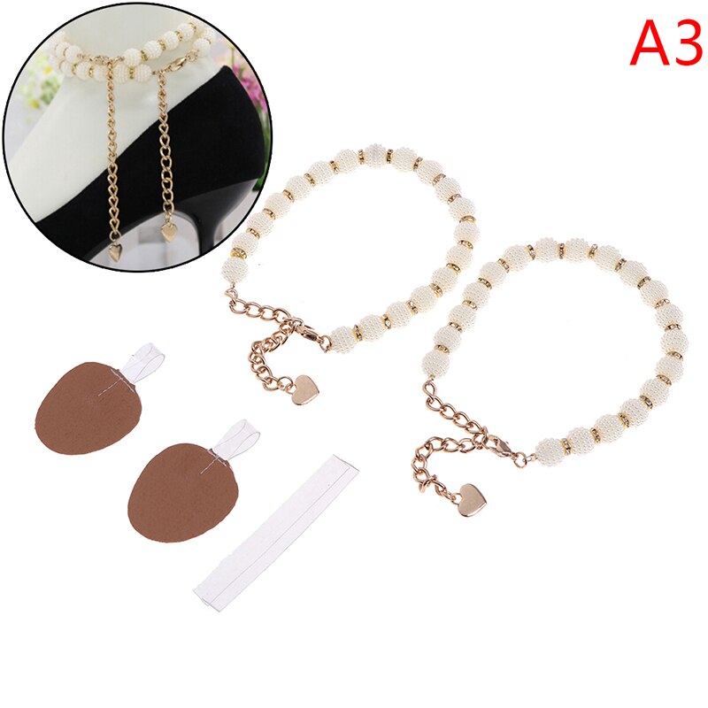 1 Paar Vrouwen Parel Hakken Band Schoen Riem Hoge Hakken Enkel Holding Losse Anti-Skid Bundel Tie Bandjes band Schoenen Decoratie