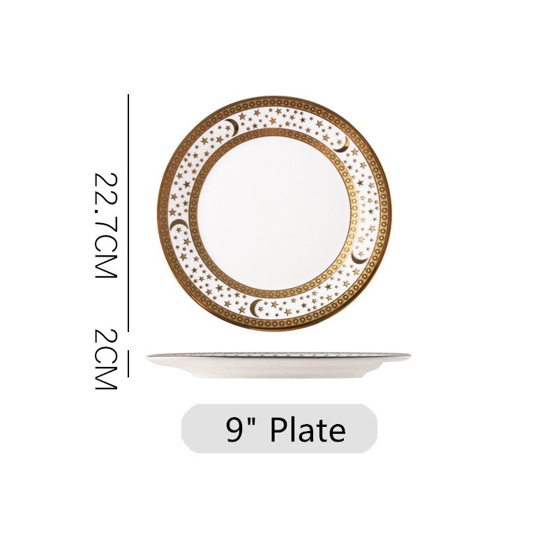 Porcelain Dinnerware Set Ceramic Dinner Plate Ceramic Plate Western Steak Plate Dishes scratch-resistant pendulum Fruit plate: Style B 9 inch