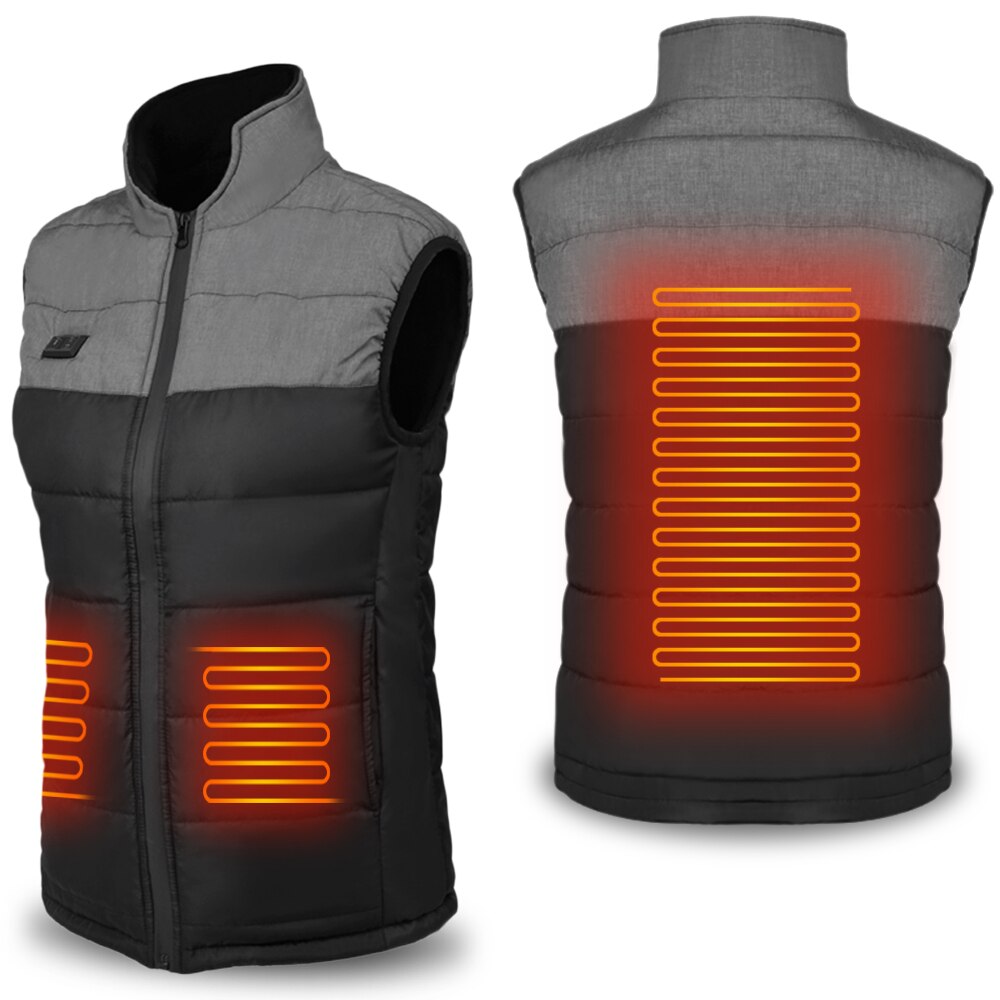 USB Heated Vest Portable Heating Warm Vest Electric Warm Vest Water-resistant Warm Vest for Men Women: Men Black Grey / XXXL