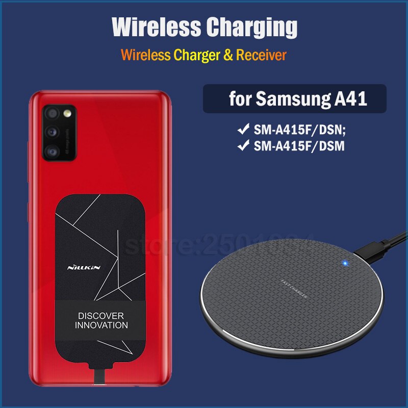 Draadloos Opladen Voor Samsung Galaxy A41 6.1 ''Qi Draadloze Oplader + Type C Opladen Ontvanger Usb Adapter Zachte case SM-A415F