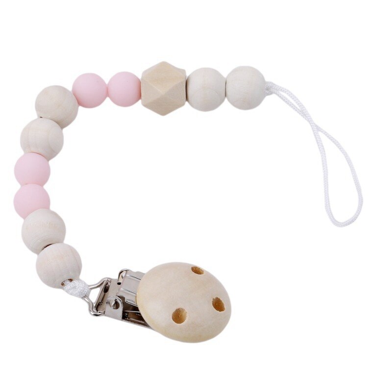 Baby Schnuller Clip Kette Holz Halfter Schnuller Clips Leine Gurt Nippel Halfter für Kleinkind Nippel Flasche Clip Kette: Rosa