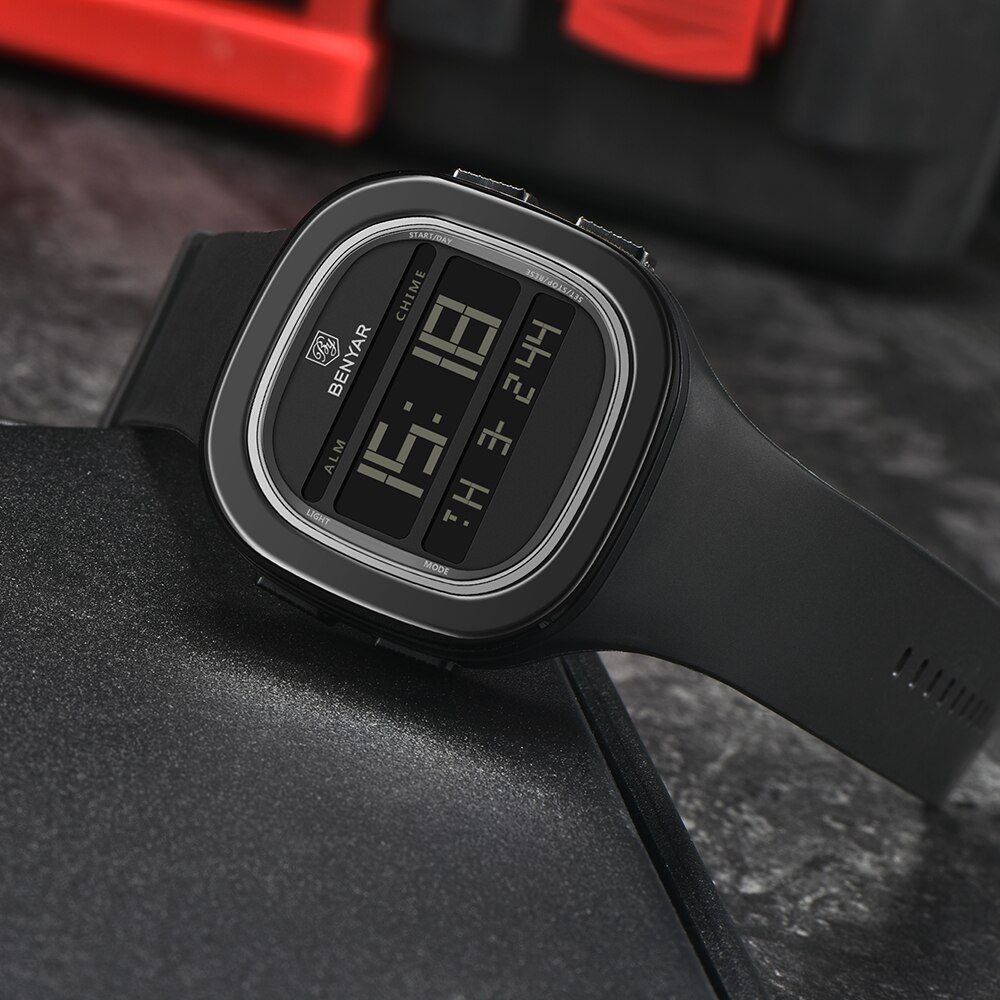 Benyar nieuwste elektronische herenhorloge schokbestendig duurzaam automatische datum top luxe elektronisch digitaal sporthorloge voor heren