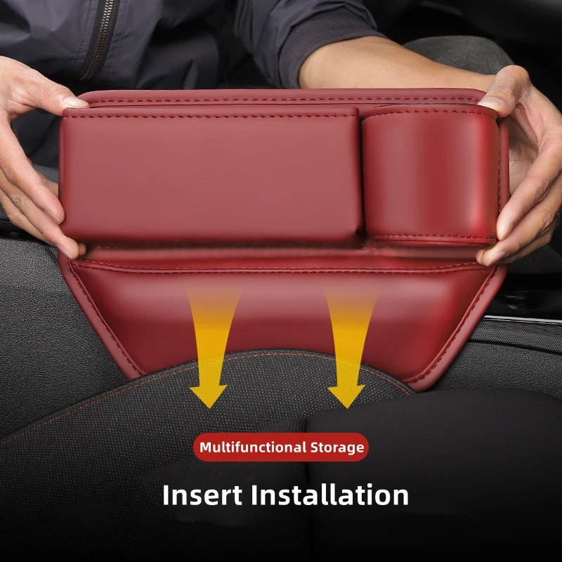 Leather Car Seat Sewn Gap Crevice Slot Storage Box Cup Holder For Alfa Romeo 4C 159 Spider Giulia Giulietta 156 Mito 147 8C Stel