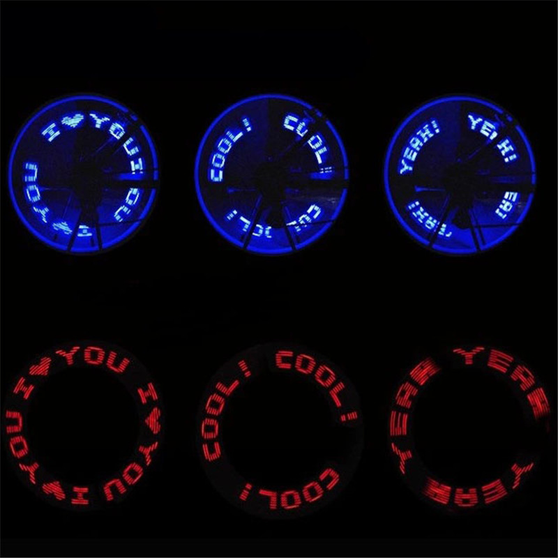 Lumière de vélo Double face, lampe à Valve à rayons de roue, lumières de Valve de roue de pneu, Flash à 7 LED avec motif aléatoire Super lumineux
