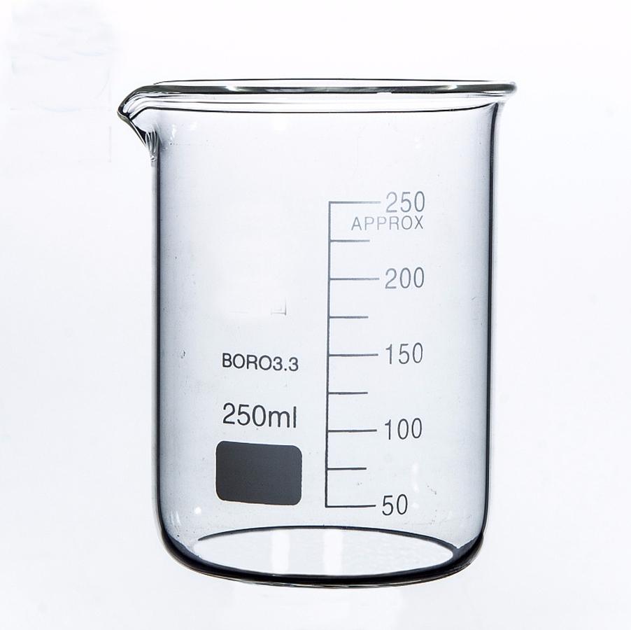 Capacity 250ml Low Form Beaker Chemistry Laboratory Borosilicate Glass Transparent Beaker flask Thickened with spout