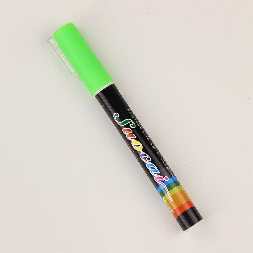 1pc reversible spisser highlighter fluorescerende flytende kritt markørpenn for led-skrive fluorescerende tavle flytende kritt: Grønn