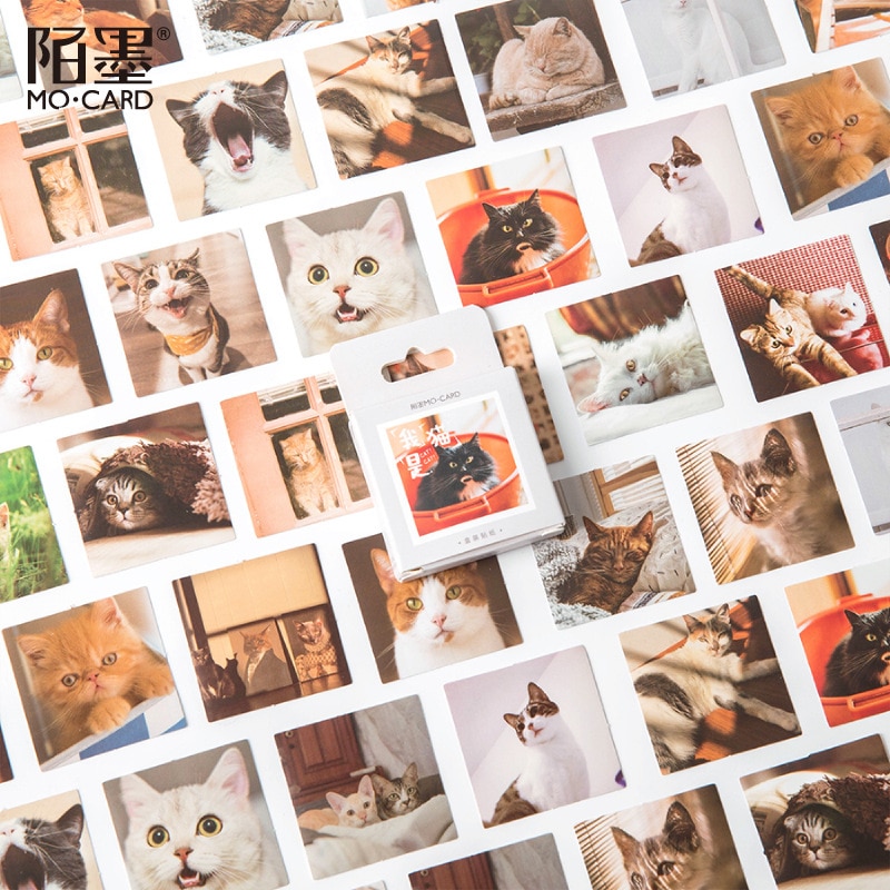 45Pcs/set Lovely Cat Pet Animal Stickers Decorative Sticker Diary Stationery Album Sticker Flakes Scrapbooking