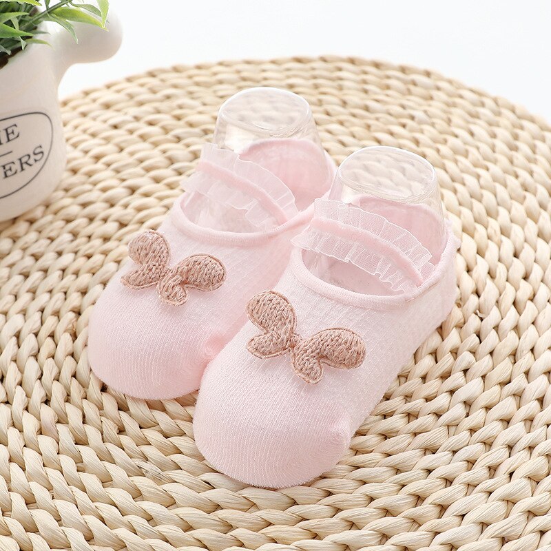 Vinter bomullsstrumpor för nyfödda baby söta tecknade strumpor för flickor tunna mjuk bomull pojke barnstrumpor spädbarn promenadstrumpor: Rosa / M (1-2 år)