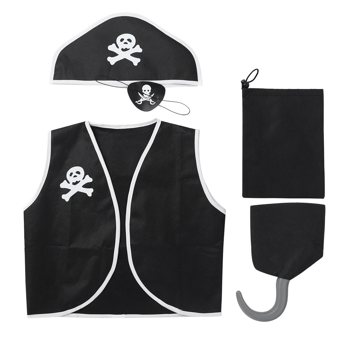 5Pcs Kids Halloween Costume Pirate Role Play Dress Up Set for Boys Girls Prom costumes Unisex Top Sleeveless Vest with hat
