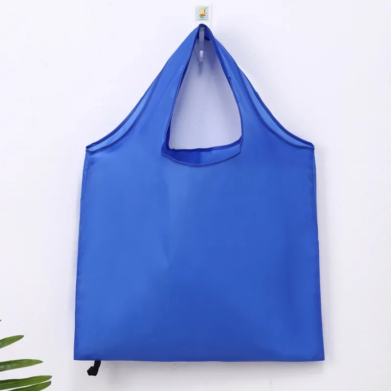 Foldable Shopping Bag Reusable Travel Grocery Bag Eco-Friendly One Shoulder Handbag for Travel Solid Color Supermarket Tote Bags: S / Blue
