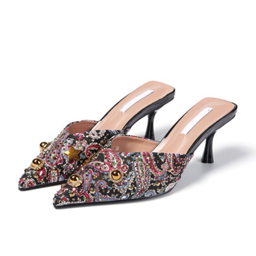 Maultiere pantoffel spitz frauen pumpt dünne schuhe sommer hoch Fersen Zucht China niet bunte sandalen größe 4 34: bunt / 39
