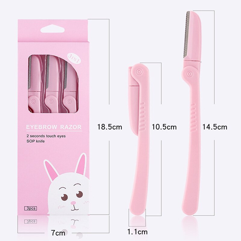 3 sztuk/zestaw przenośny trymer robić brwi golarka składany różowy twarzy brwi wykończenia narzędzia