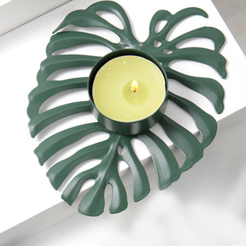 Porte-bougie en fer, artisanat, support de bougies de bureau plaqué or pour mariage: Green B