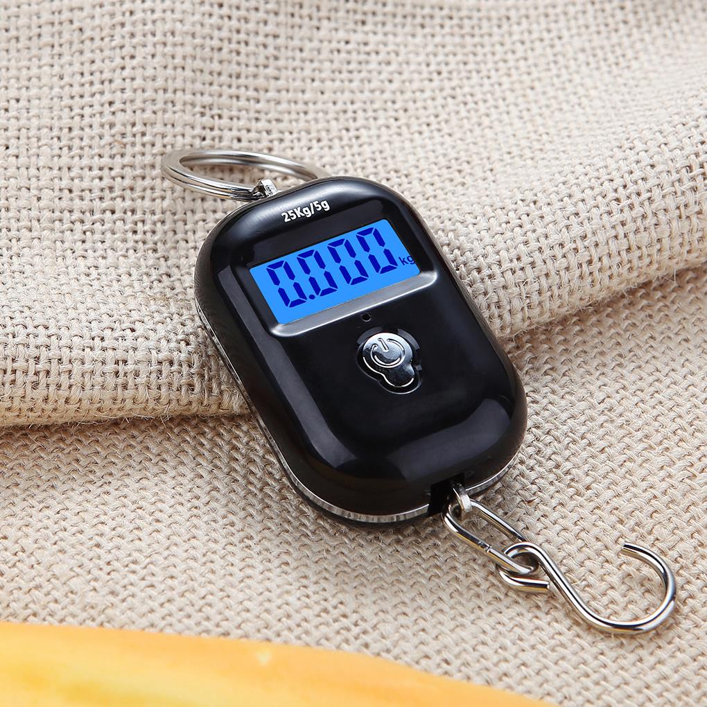 25Kg x 5g Digital Hanging Scale Mini Electronic Luggage Hook Scale LCD Backlight Kitchen Steelyard