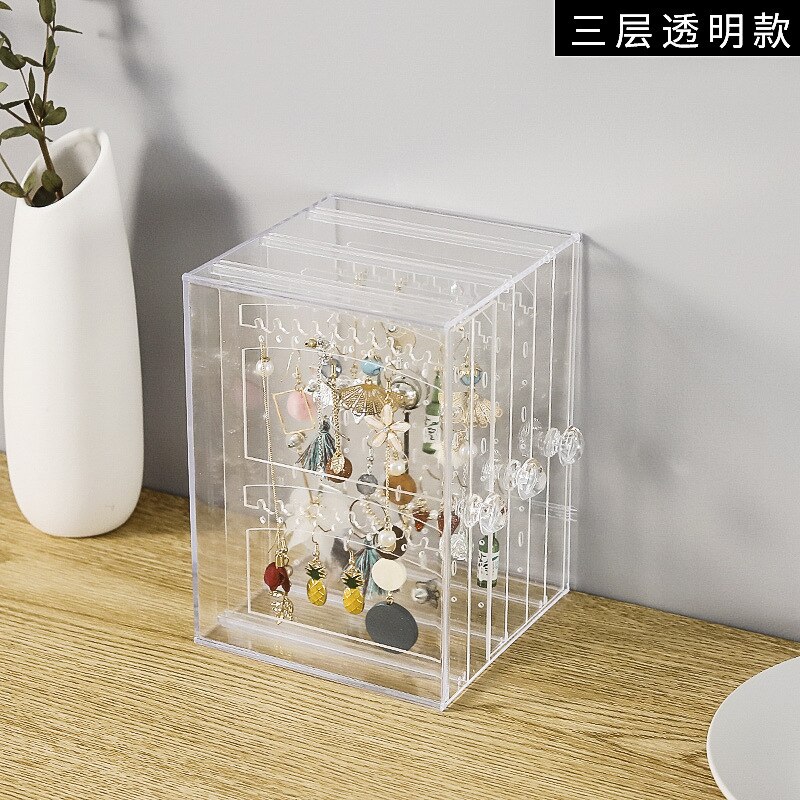 Stud Earrings Jewelry Necklace Acrylic Hanger Plastic Transparent Earrings Storage Box Drawer Cosmetic Make Up Organizer: 1