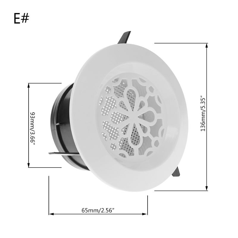 1 pc hvid abs ventilationsudluftningsventil gitter rundt diffusorkanal ventilationsdæksel 100mm: E