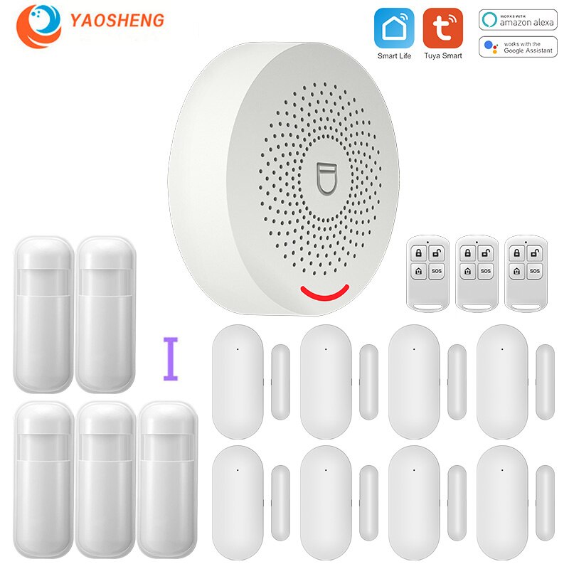 WIFI Intelligent Alarm Security System With Door Sensor Smart Life&amp;Tuya App Control Compatible With Alexa &amp; Google Assistant