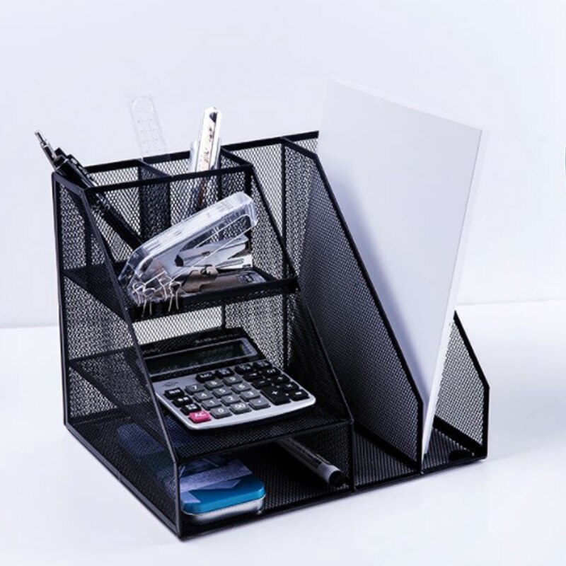 Hjemmekontor skrivebord kontor lagring fil stativ organisator sorterer sortere metall mesh