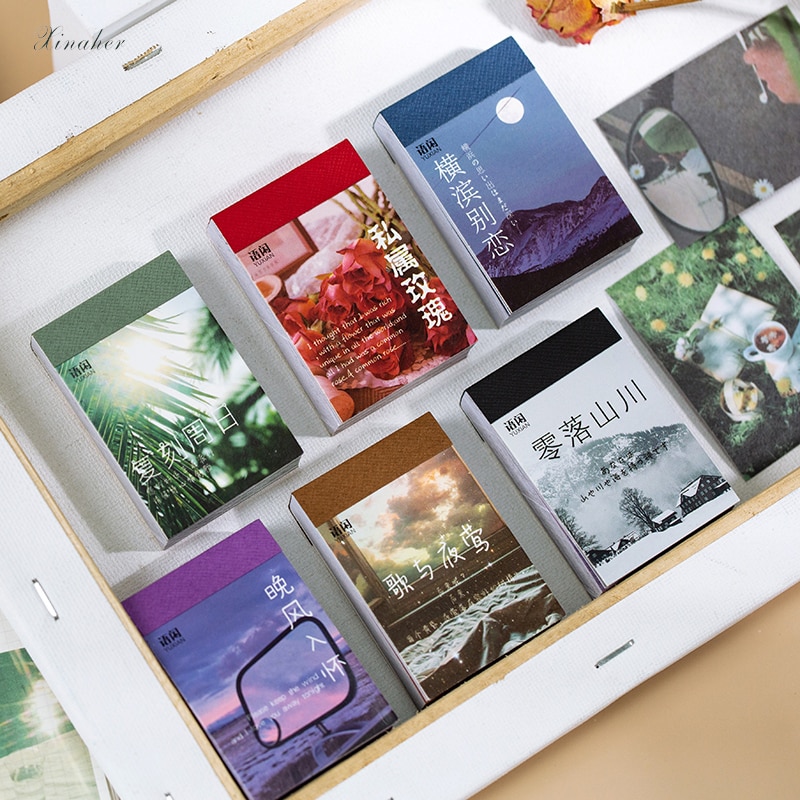 XINAHER 50 unids/set Mini libro rosa de papel Material de basura planificador Scrapbooking decorativo Vintage papel para manualidades DIY