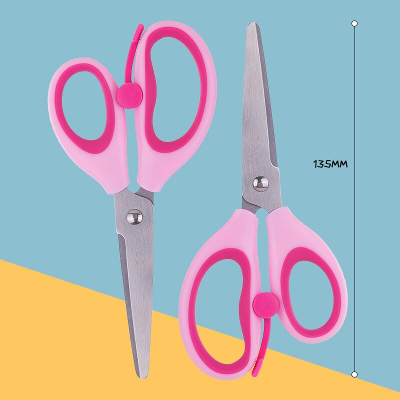 2 PCS Student Scissors Mini Safety Round Head Plastic Scissors Safety Kids Paper Cutting Small Scissors Baby Manual Art Scissors: 6077Set meal 8