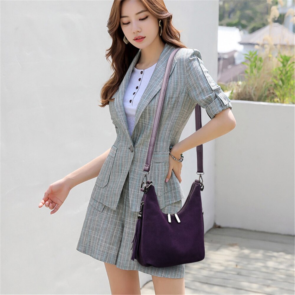 Ladies Suede Leather Hand Bags Luxury Handbags Women Bags Tassel Crossbody Bags for Women