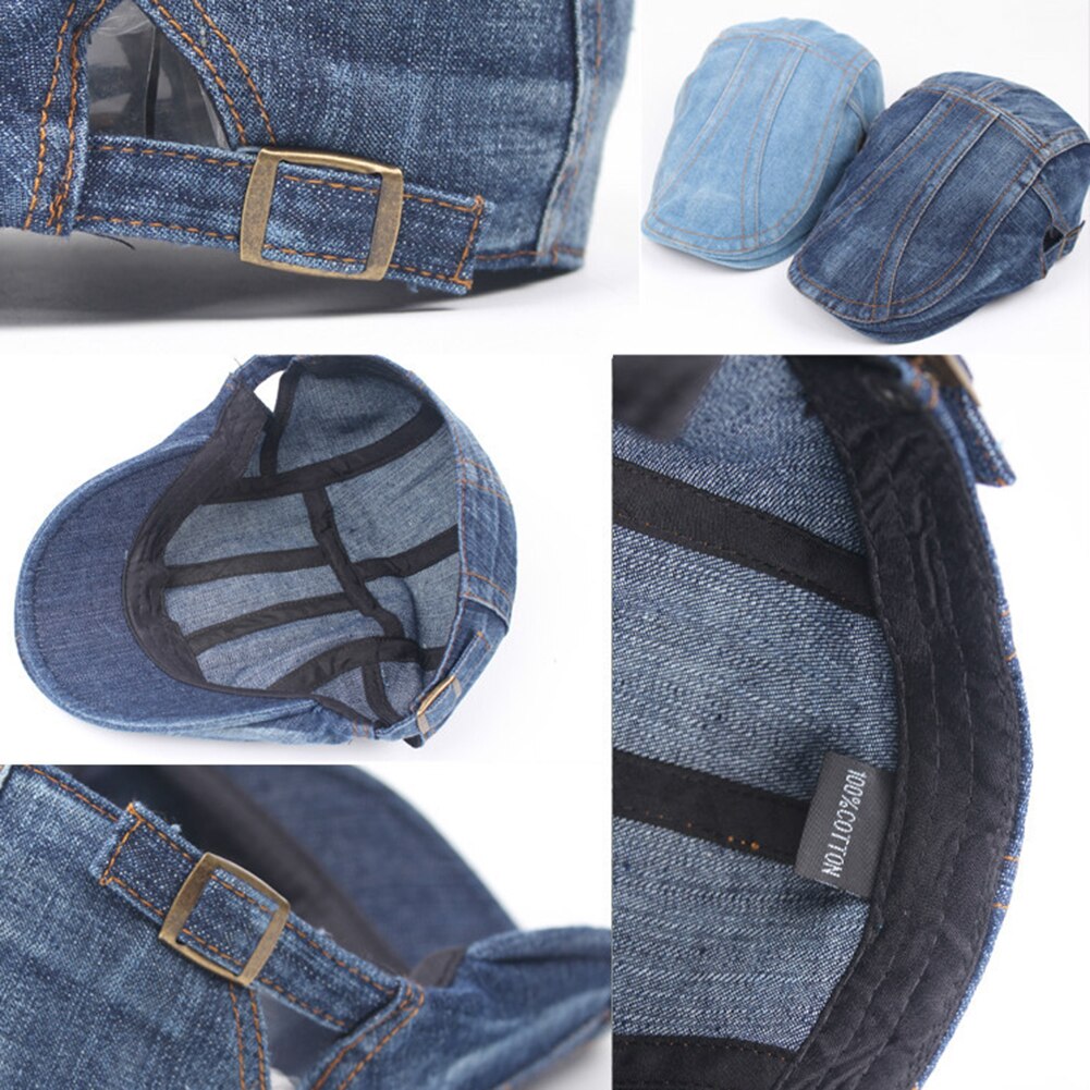 Erwachsene unisex einstellbar klar denim baskenmütze für frauen männer blank jean flache zeitungsjunge mütze frühling sommer sonnenhut