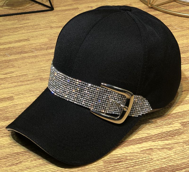 rhinestone belt baseball hat cool spring summer autumn hat solid color crystal baseball hat
