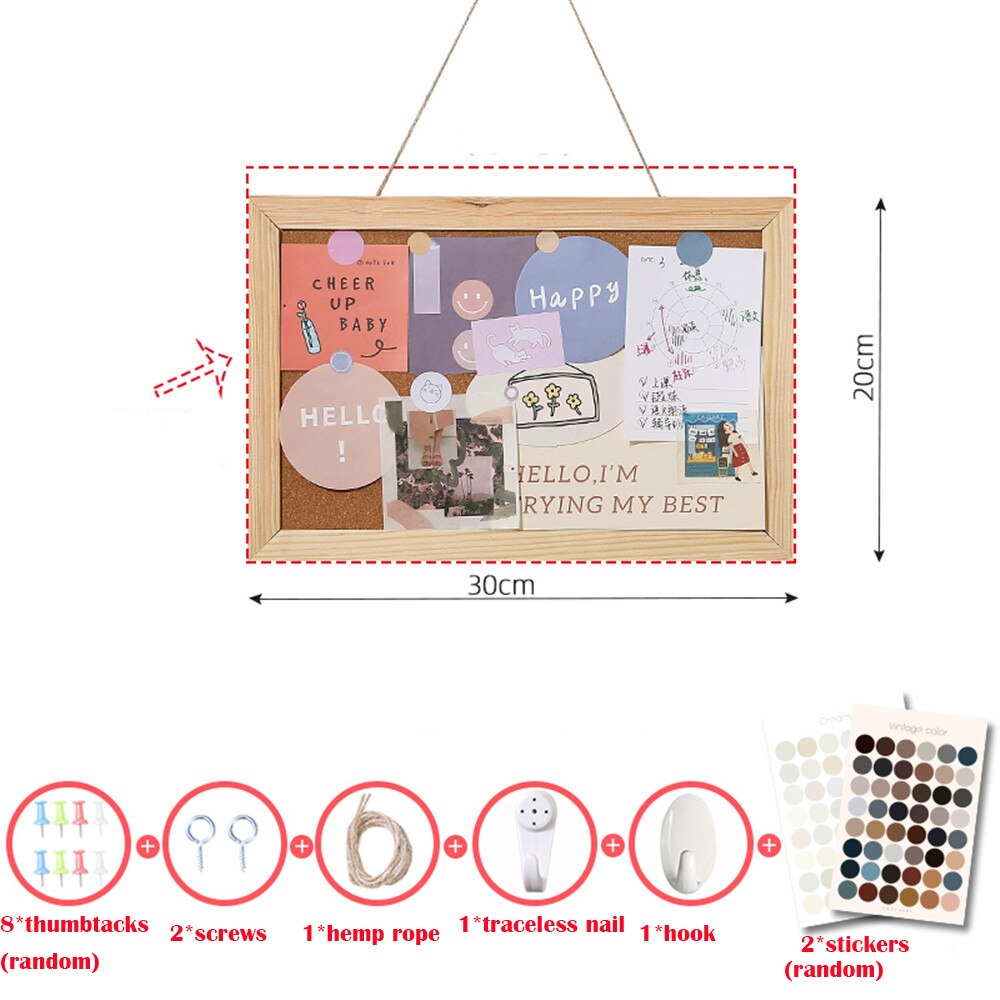 Soft Wooden Cork Board Hanging Postcard Photo Message Wall Board Pushpin DIY Memo Paper Background Board Office Stationery: 20X30CM