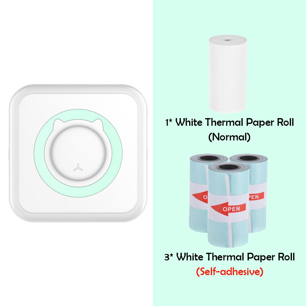 C15 Pocket Thermal Printer Portable Mini Wireless BT Connect 200dpi Photo Label Memo Wrong Question Printing: Green D