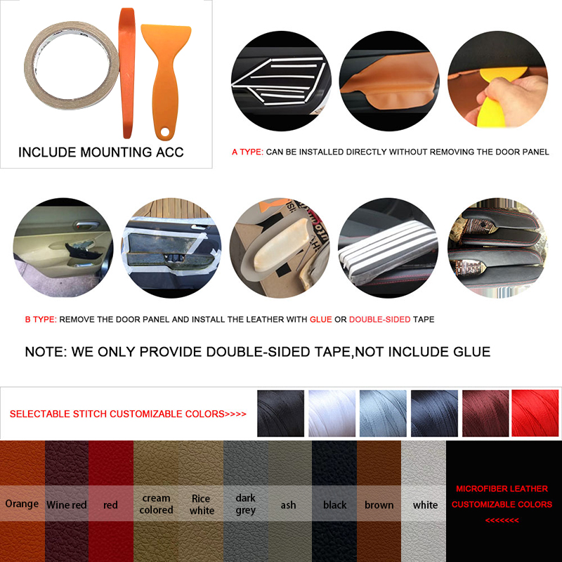 Couverture de porte accoudoir de voiture en cuir, garniture de panneau, pour Peugeot 307 2004 2005 2006 2007