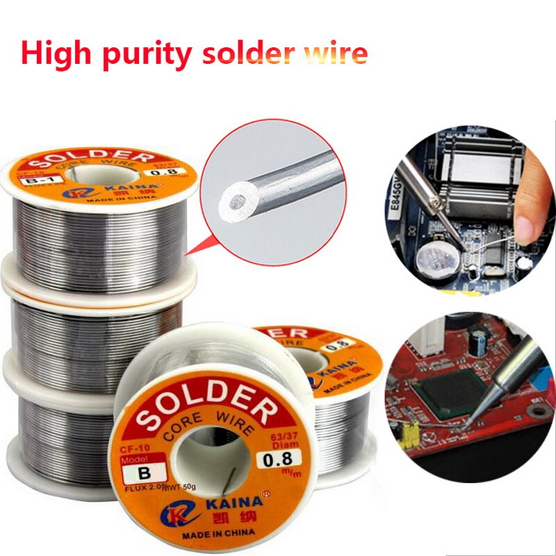 New0.5/0.6/0.8/1.0Mm 50/100G Lassen Draad Roll Flux 2.0% 45FT Tin Lood tin Wire Melt Rosin Core Soldeer Soldeer Wire Roll