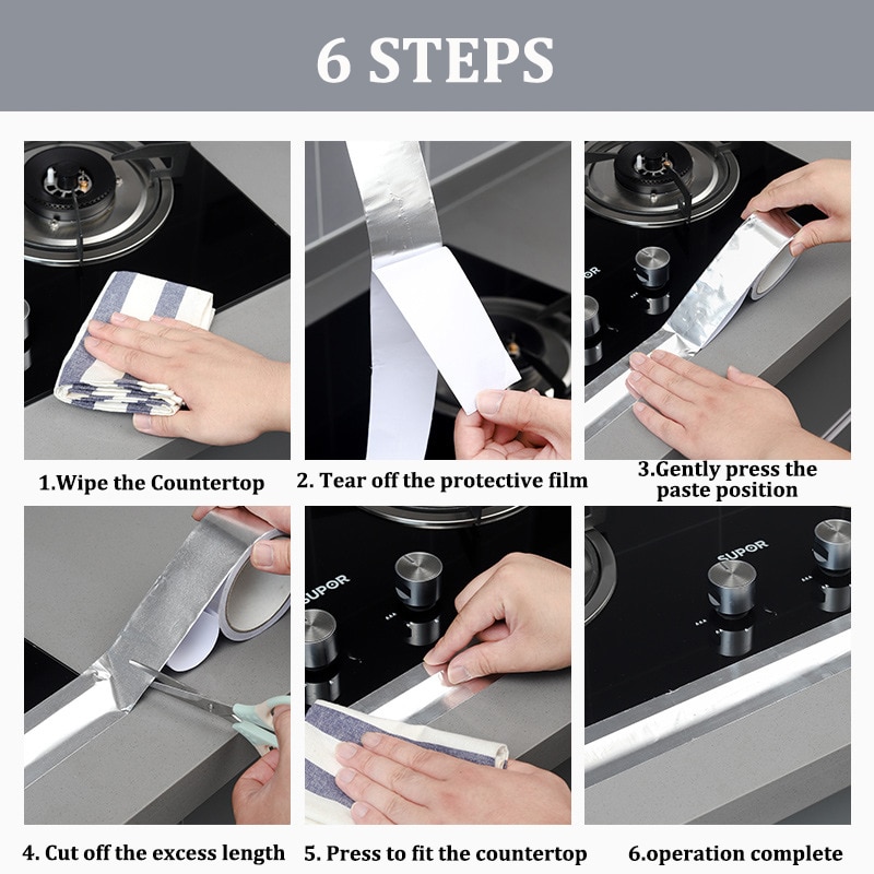 Nastro in foglio di alluminio resistente alle alte temperature Nastro per riparazione tubi da cucina Nastro adesivo sigillante per isolamento termico Nastro a prova di perdite