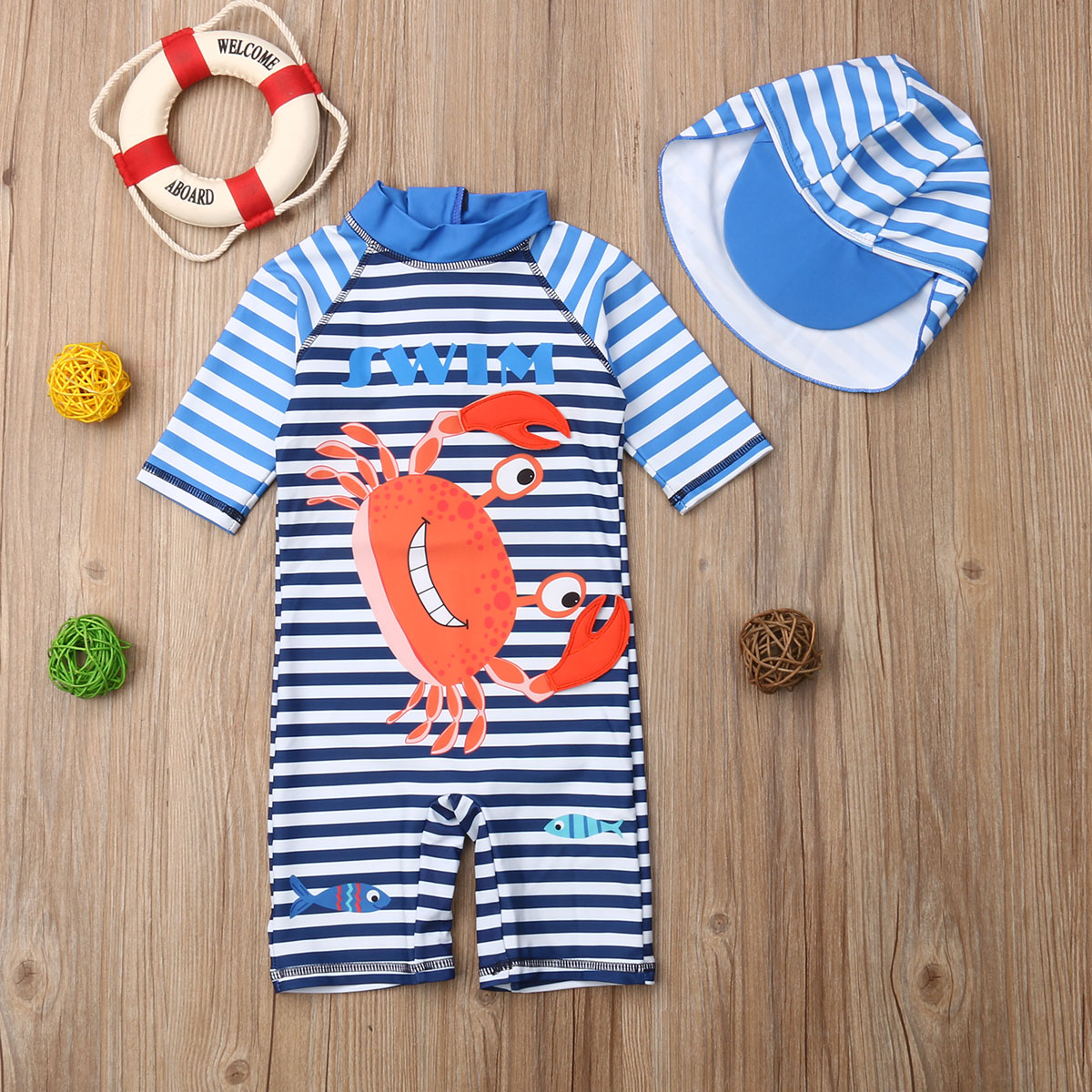 Jungen Mädchen Bademode Baby Kinder Langarm Einteiligen Badeanzug Gestreift Jungen Schwimmen Anzüge Baby Body Kinder Bade Kleidung