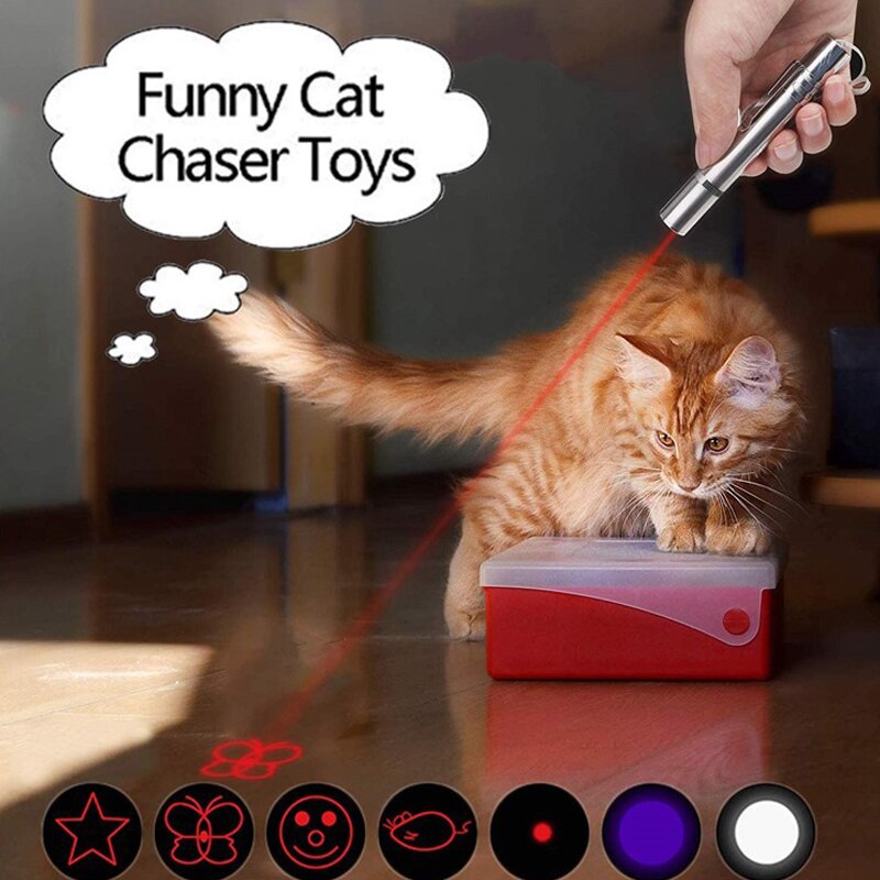 Draagbare Kat Chaser Speelgoed 3-in-1Multi Functie Grappige Katten Chaser Speelgoed Interactieve Pointer Stick Led Light Spelen Training Tools