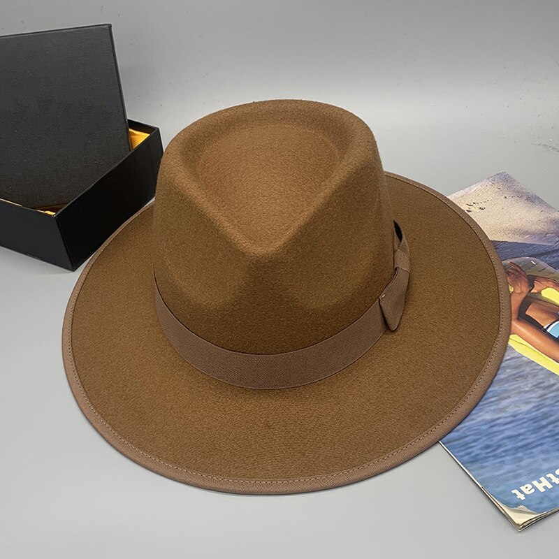 Men Women Retro Adjustable Blue Wool Blend Classical Homburg Hats Feather Band Fedora Caps Trilby Sunhat Jazz Winter Warm LM32: Auburn
